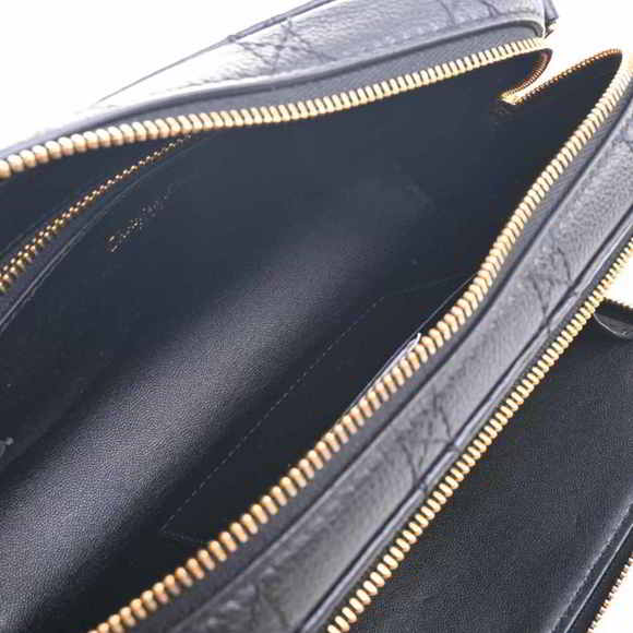 Christian Dior Canage Leather Caro Double Pouch Shoulder Bag Black Women's - Picture 5 of 10